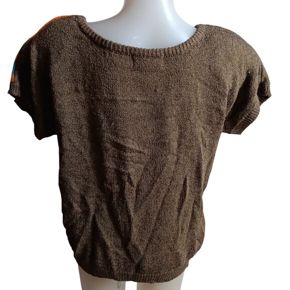 Vintage 90's Breckenridge Womens Abstract Silk & Rayon Short Sleeve Sweater M - Picture 5 of 7